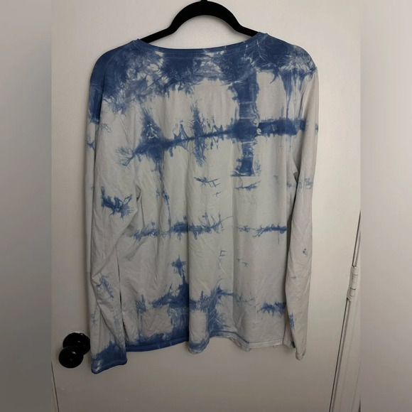 Pure Jill Stretch Cotton Crew Neck Tie-dye Blue Tee Sz L - Picture 3 of 3
